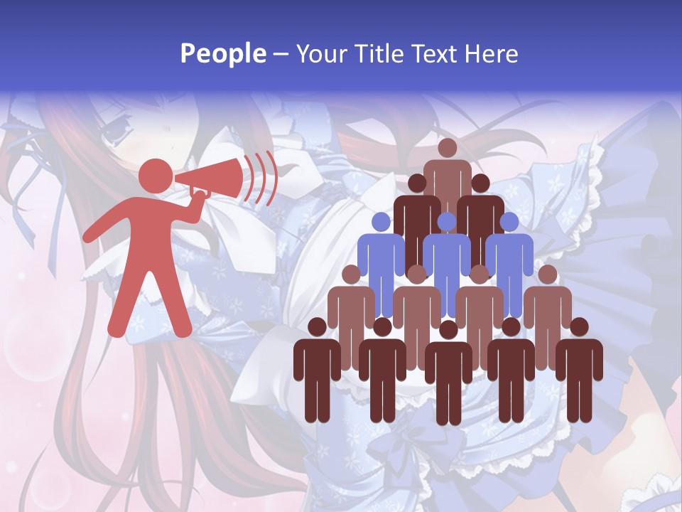 A Woman In A Blue Dress With Long Red Hair PowerPoint Template