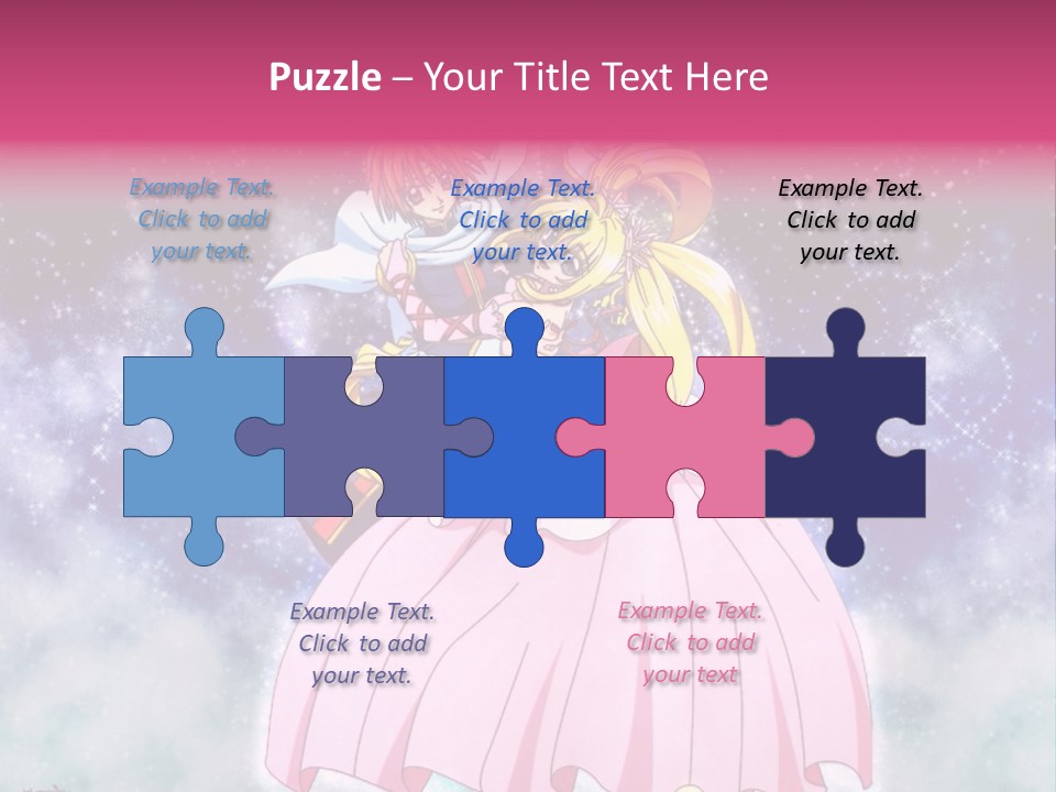 A Couple Of Anime Characters Sitting On Top Of Each Other PowerPoint Template