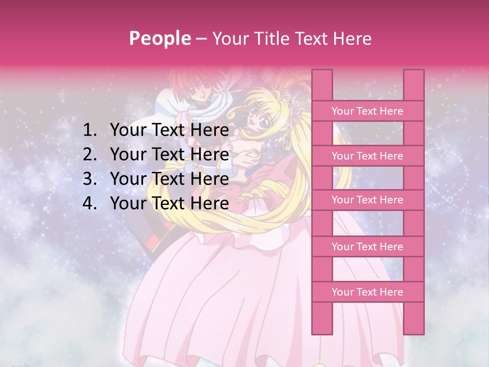 A Couple Of Anime Characters Sitting On Top Of Each Other PowerPoint Template