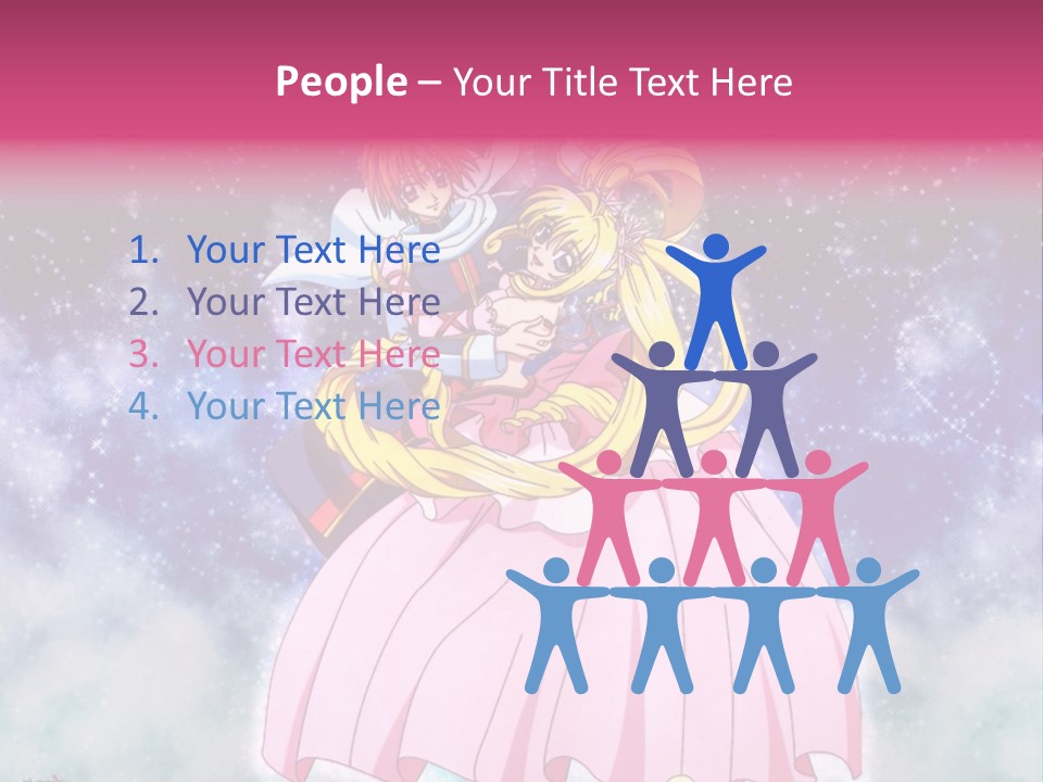 A Couple Of Anime Characters Sitting On Top Of Each Other PowerPoint Template