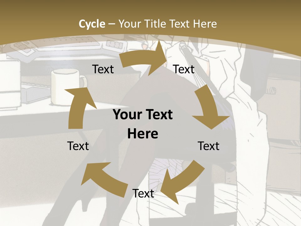 A Woman Sitting At A Desk With A Cup Of Coffee PowerPoint Template