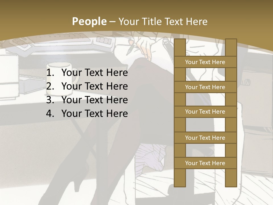 A Woman Sitting At A Desk With A Cup Of Coffee PowerPoint Template