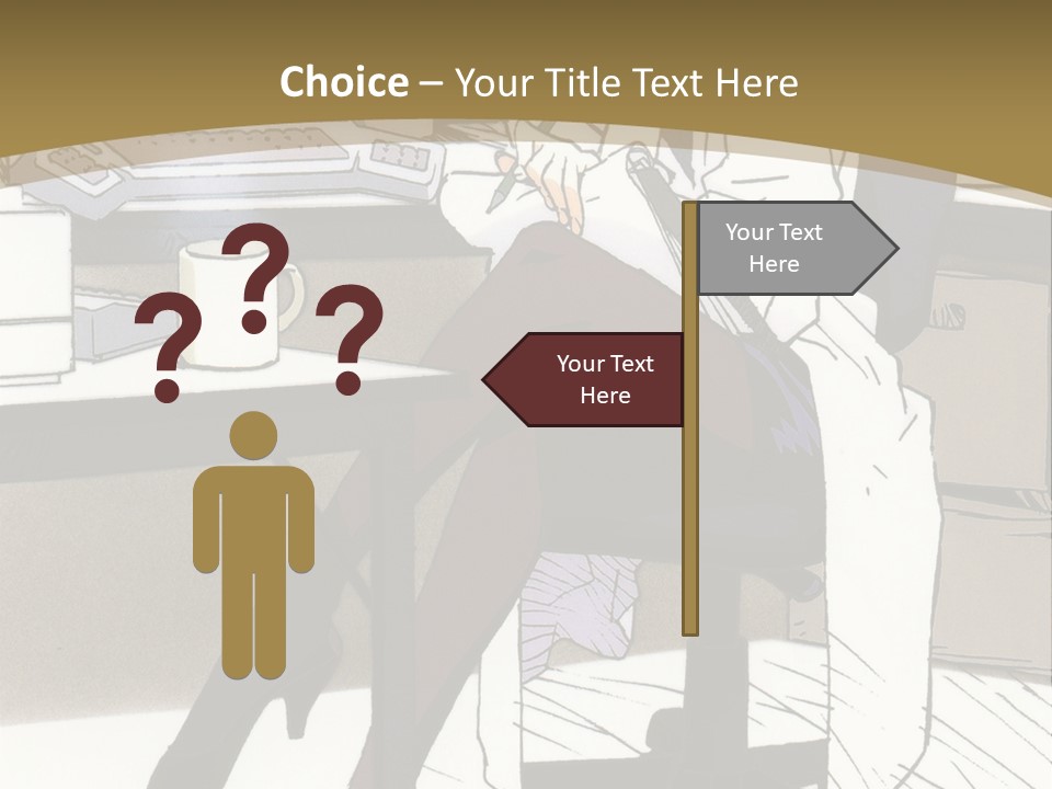 A Woman Sitting At A Desk With A Cup Of Coffee PowerPoint Template