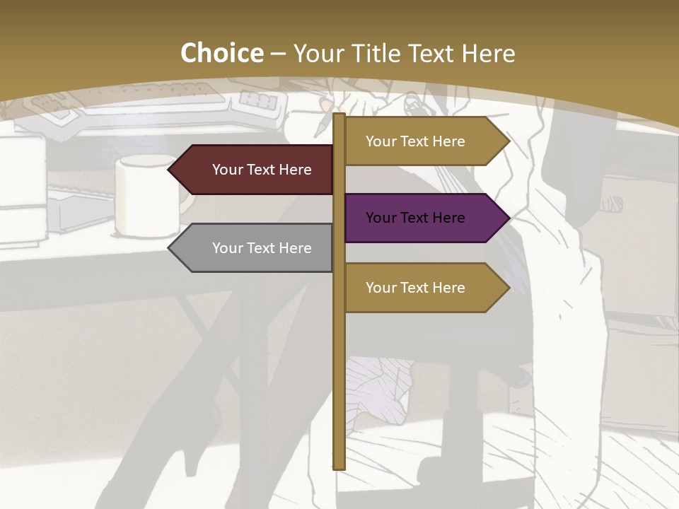 A Woman Sitting At A Desk With A Cup Of Coffee PowerPoint Template