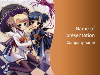 A Couple Of Anime Characters On A Checkered Floor PowerPoint Template