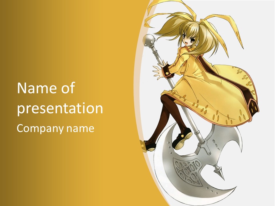 A Woman In A Yellow Dress Sitting On A Hammer PowerPoint Template