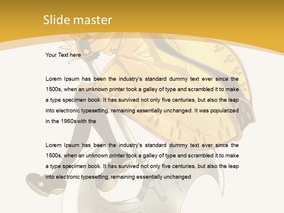 A Woman In A Yellow Dress Sitting On A Hammer PowerPoint Template