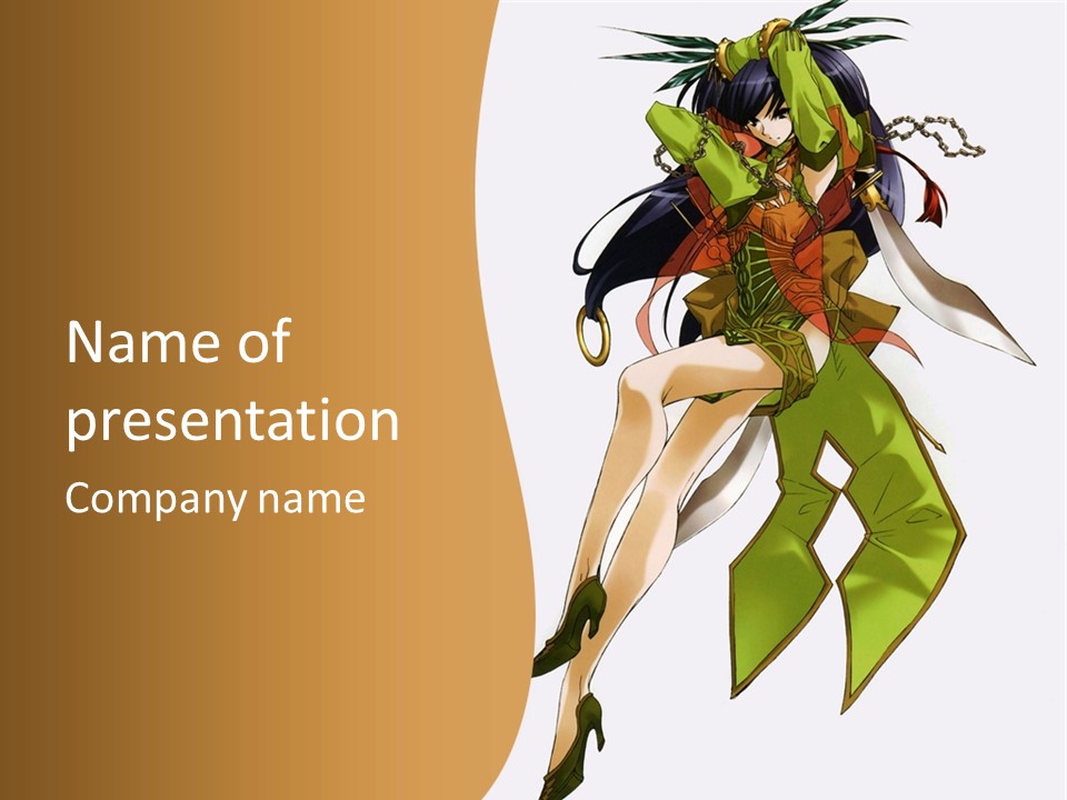 A Woman In A Green Dress Is Holding A Green Ribbon PowerPoint Template