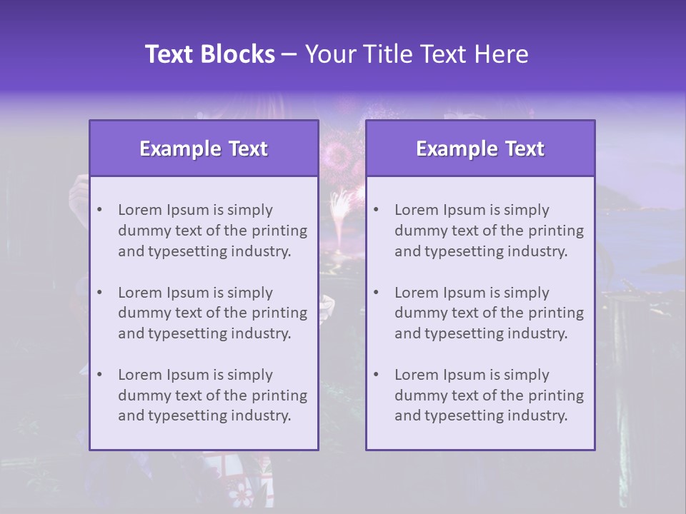 Two Girls Standing Next To Each Other With Fireworks In The Background PowerPoint Template