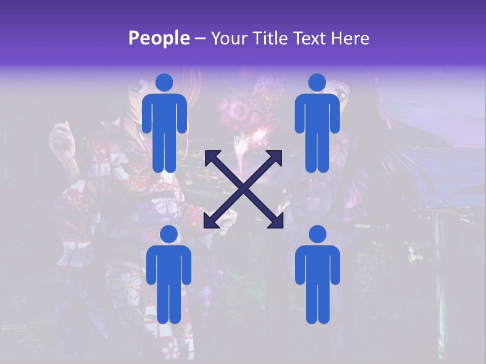 Two Girls Standing Next To Each Other With Fireworks In The Background PowerPoint Template