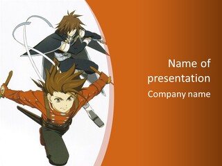 A Couple Of Anime Characters With Swords In Their Hands PowerPoint Template