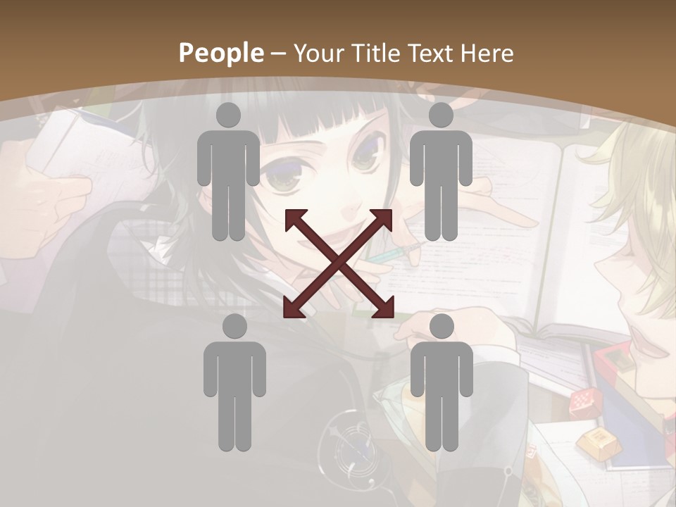 A Group Of People Sitting At A Table With A Book PowerPoint Template