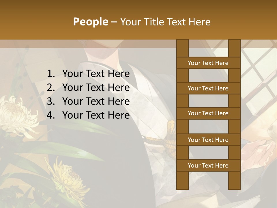 A Woman With Blue Hair Is Sitting In Front Of A Potted Plant PowerPoint Template