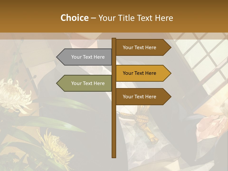 A Woman With Blue Hair Is Sitting In Front Of A Potted Plant PowerPoint Template