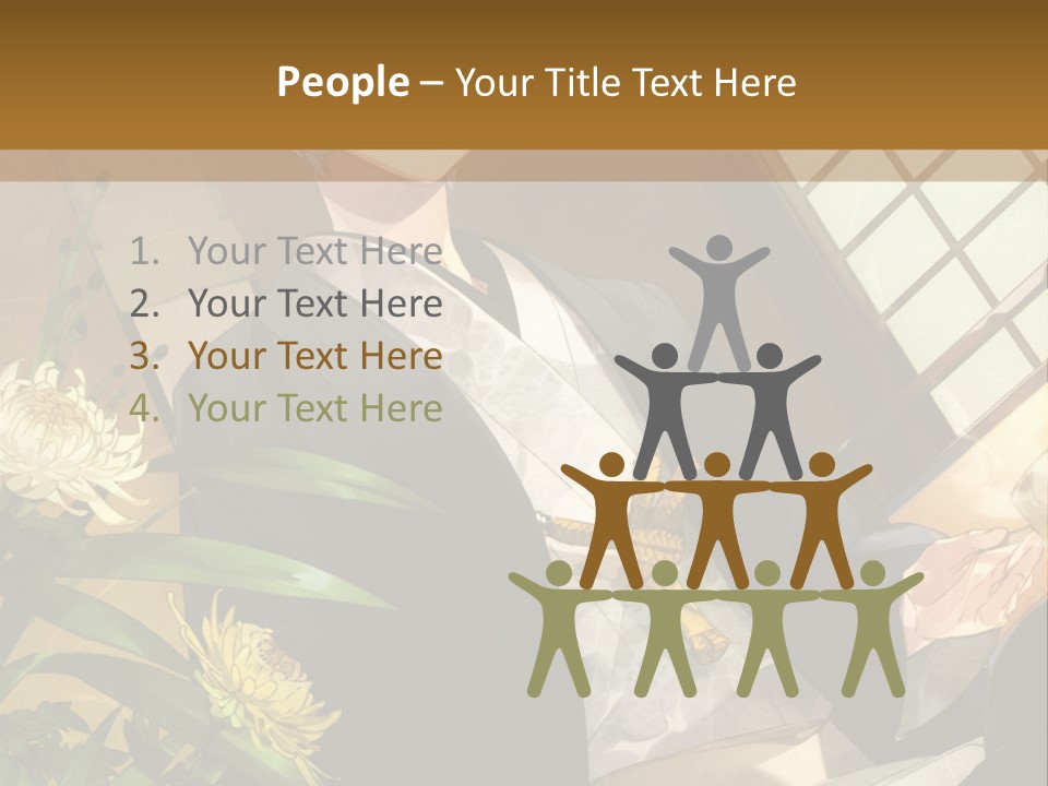 A Woman With Blue Hair Is Sitting In Front Of A Potted Plant PowerPoint Template