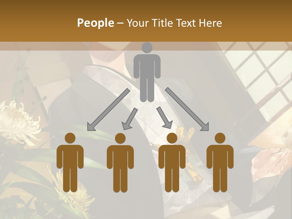 A Woman With Blue Hair Is Sitting In Front Of A Potted Plant PowerPoint Template