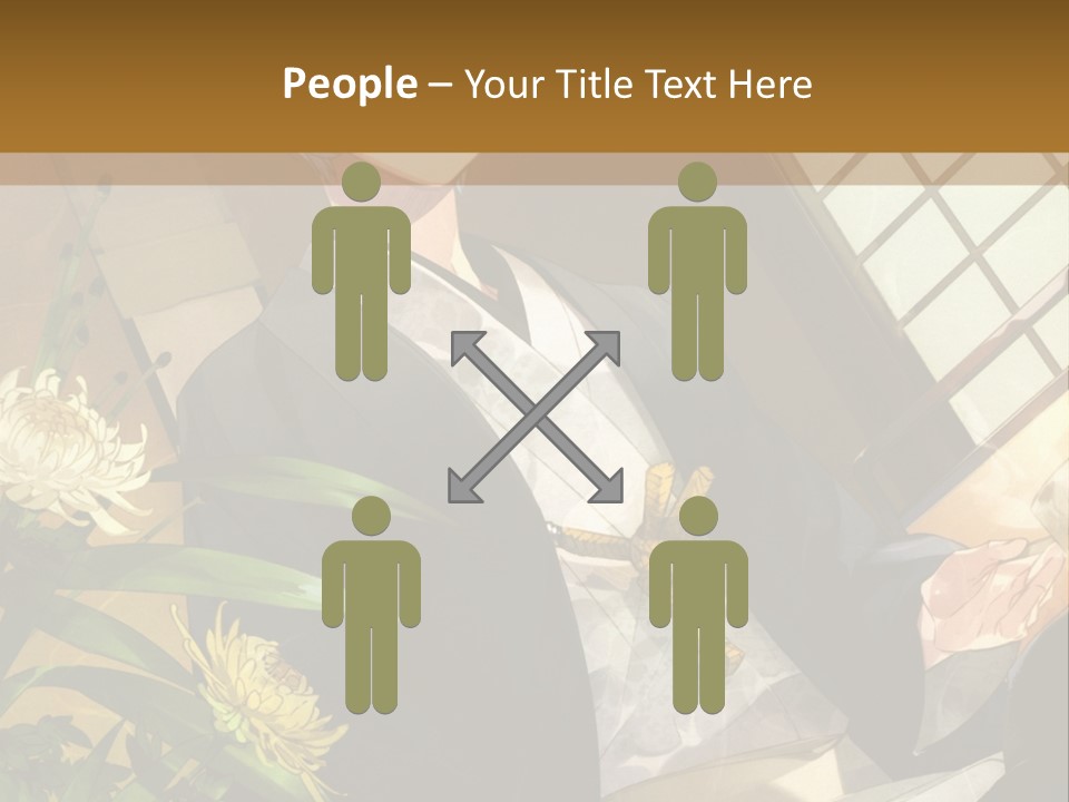 A Woman With Blue Hair Is Sitting In Front Of A Potted Plant PowerPoint Template