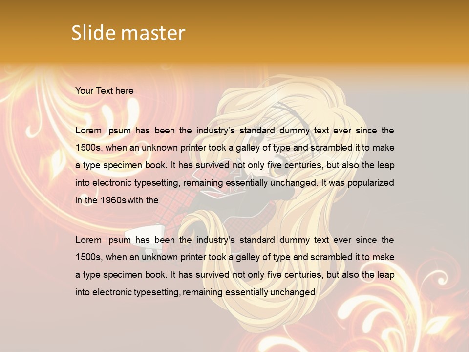 A Woman With Long Blonde Hair Is Standing In Front Of A Red Background PowerPoint Template