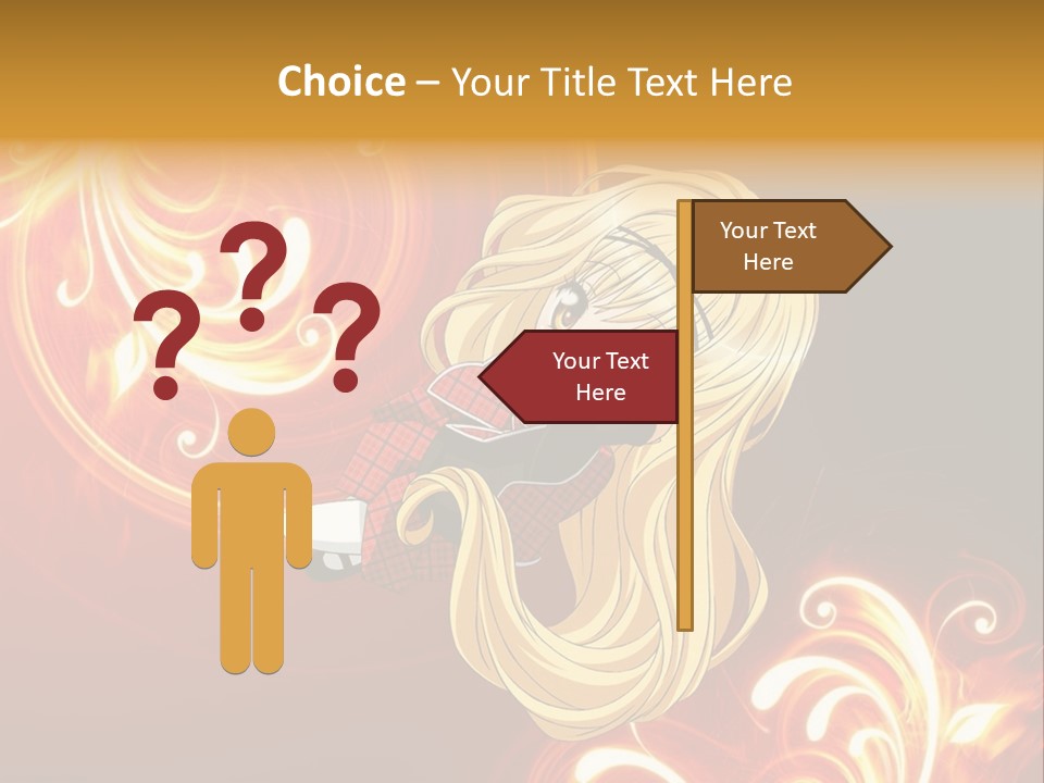 A Woman With Long Blonde Hair Is Standing In Front Of A Red Background PowerPoint Template