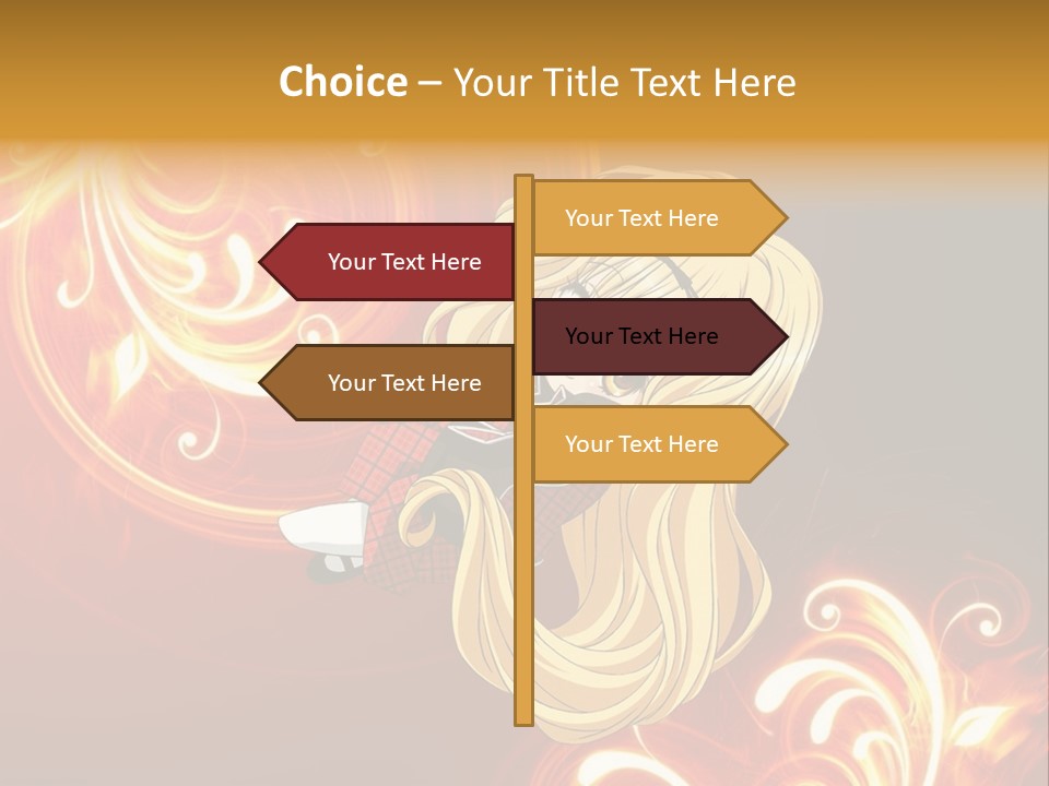 A Woman With Long Blonde Hair Is Standing In Front Of A Red Background PowerPoint Template