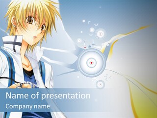 A Anime Character With Blonde Hair And Glasses PowerPoint Template