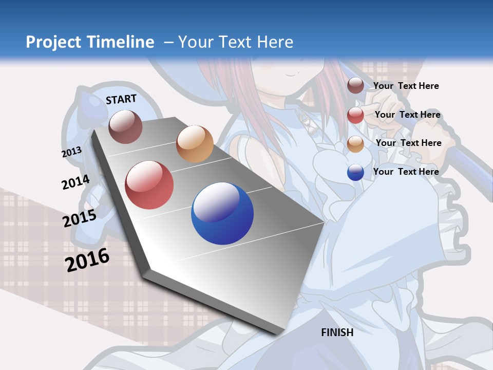 A Girl With Pink Hair And A Blue Hat Is Holding A Broom PowerPoint Template