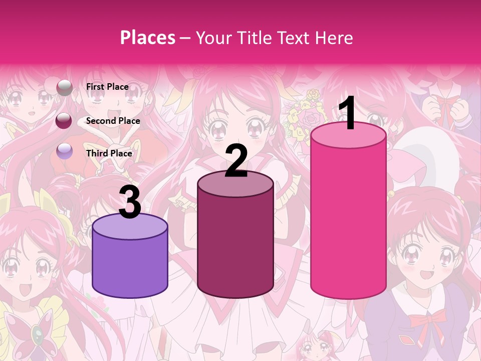 A Group Of Anime Girls With Pink Hair PowerPoint Template