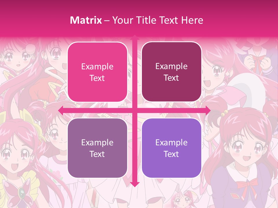 A Group Of Anime Girls With Pink Hair PowerPoint Template