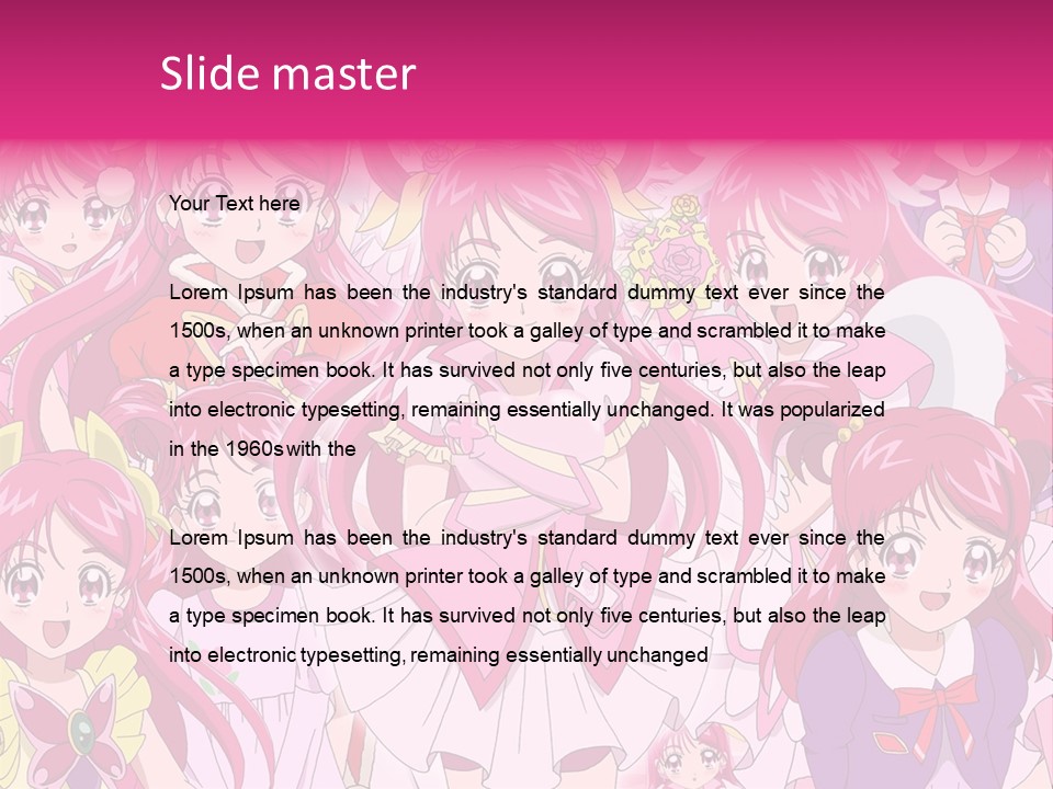 A Group Of Anime Girls With Pink Hair PowerPoint Template