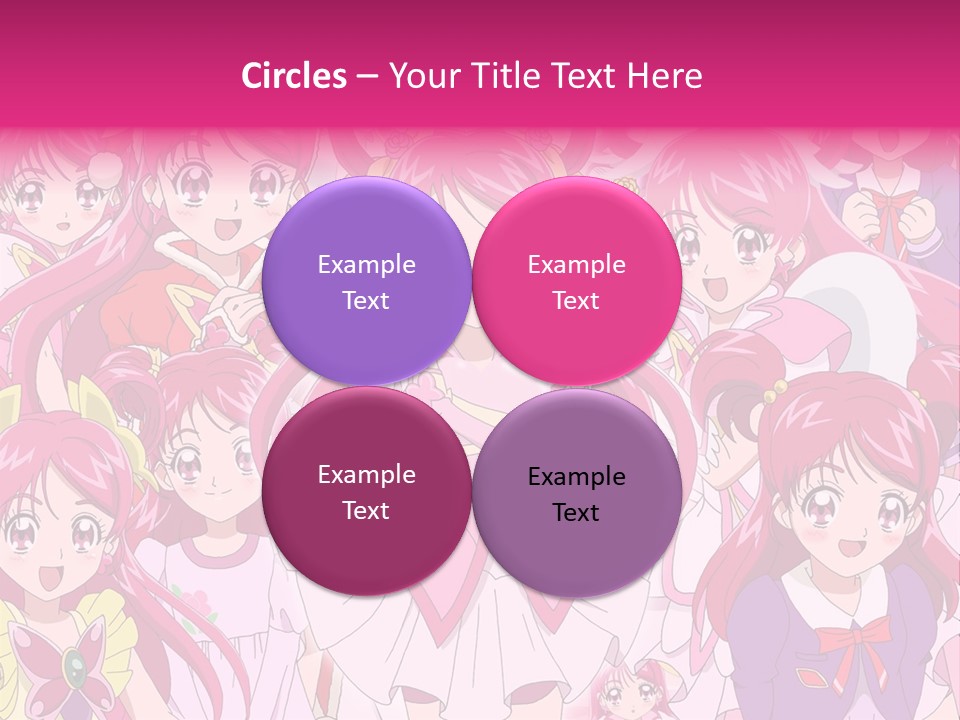 A Group Of Anime Girls With Pink Hair PowerPoint Template