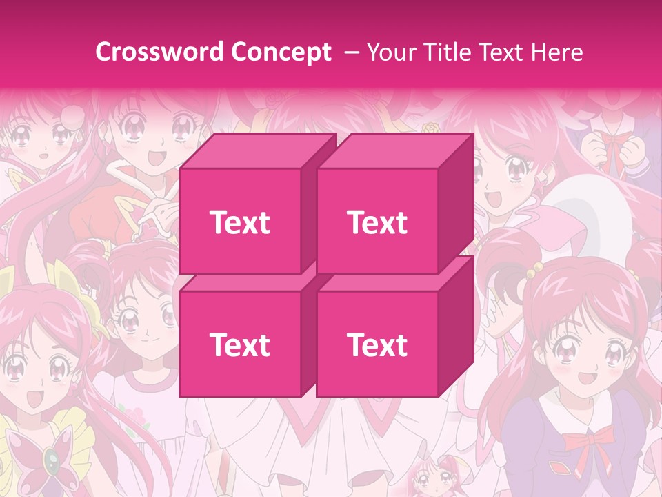 A Group Of Anime Girls With Pink Hair PowerPoint Template