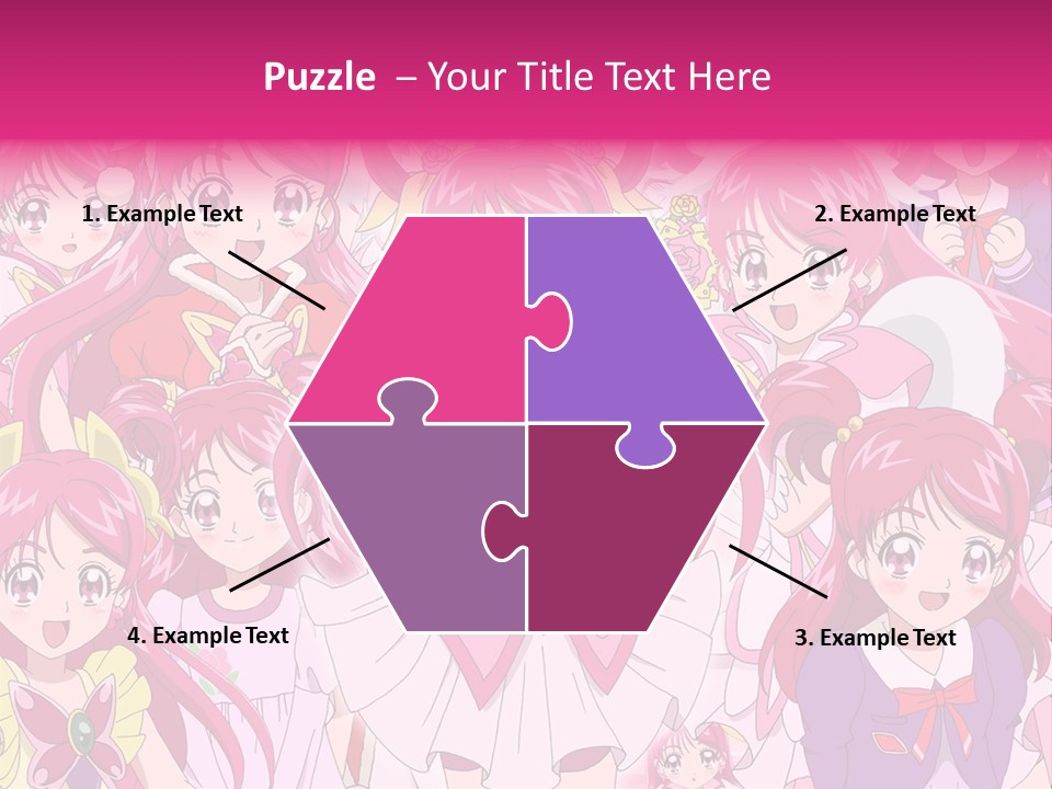 A Group Of Anime Girls With Pink Hair PowerPoint Template