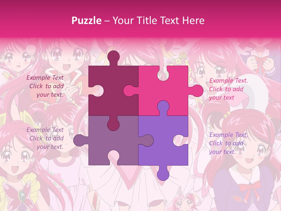 A Group Of Anime Girls With Pink Hair PowerPoint Template