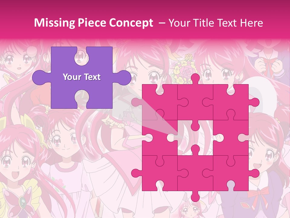 A Group Of Anime Girls With Pink Hair PowerPoint Template