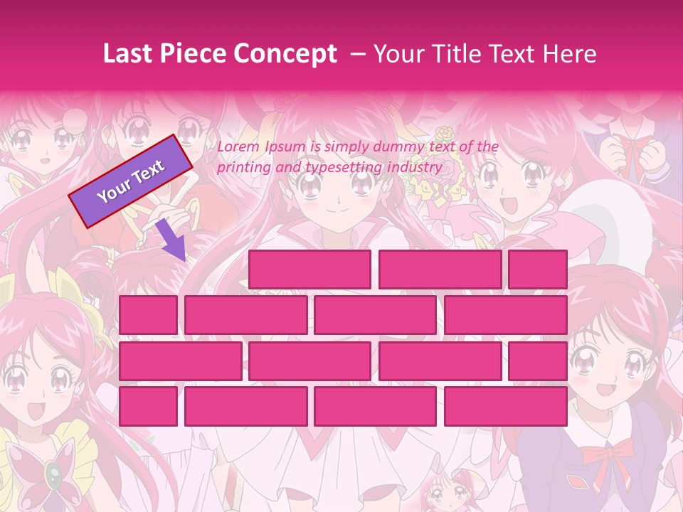 A Group Of Anime Girls With Pink Hair PowerPoint Template