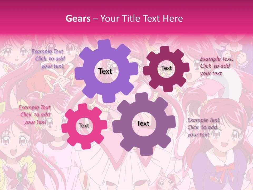 A Group Of Anime Girls With Pink Hair PowerPoint Template