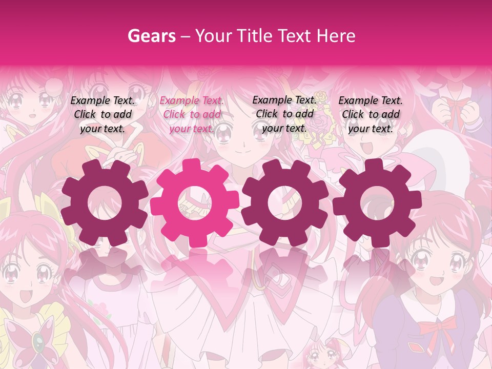 A Group Of Anime Girls With Pink Hair PowerPoint Template