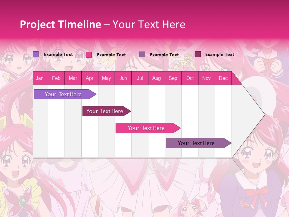 A Group Of Anime Girls With Pink Hair PowerPoint Template