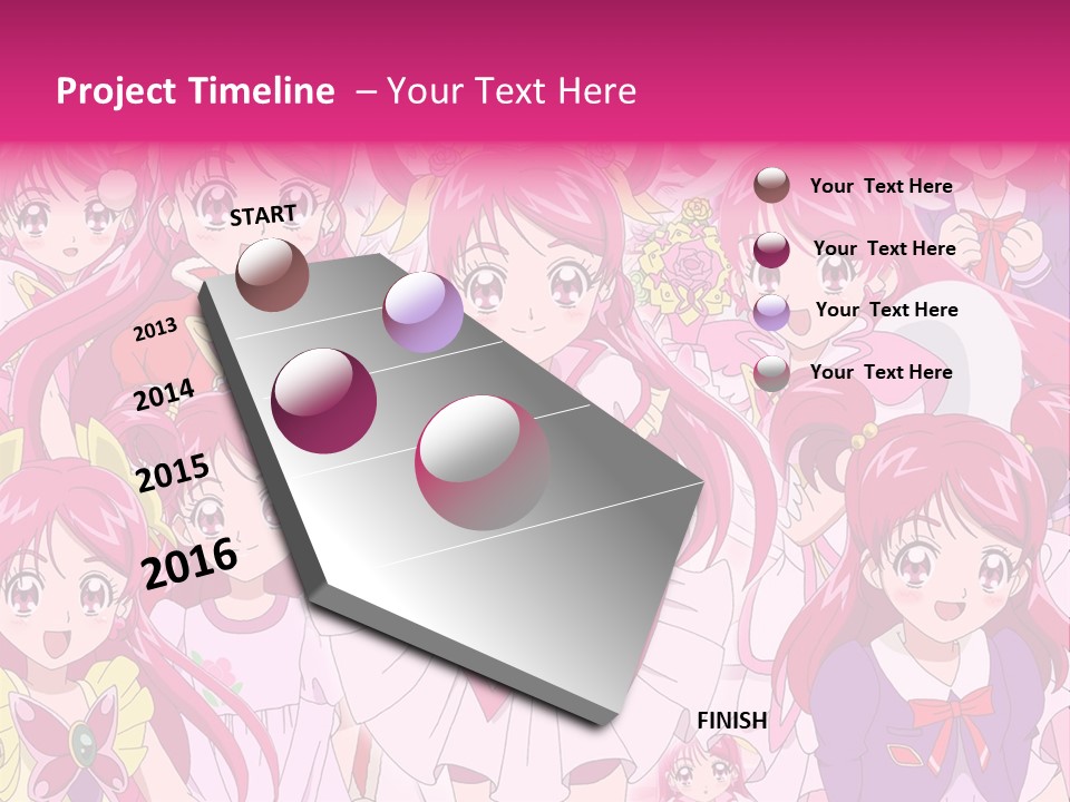 A Group Of Anime Girls With Pink Hair PowerPoint Template