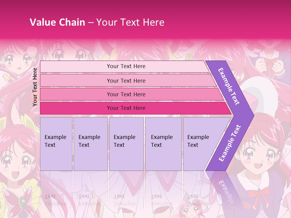 A Group Of Anime Girls With Pink Hair PowerPoint Template