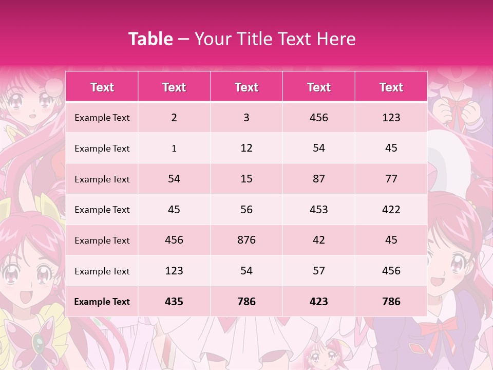 A Group Of Anime Girls With Pink Hair PowerPoint Template