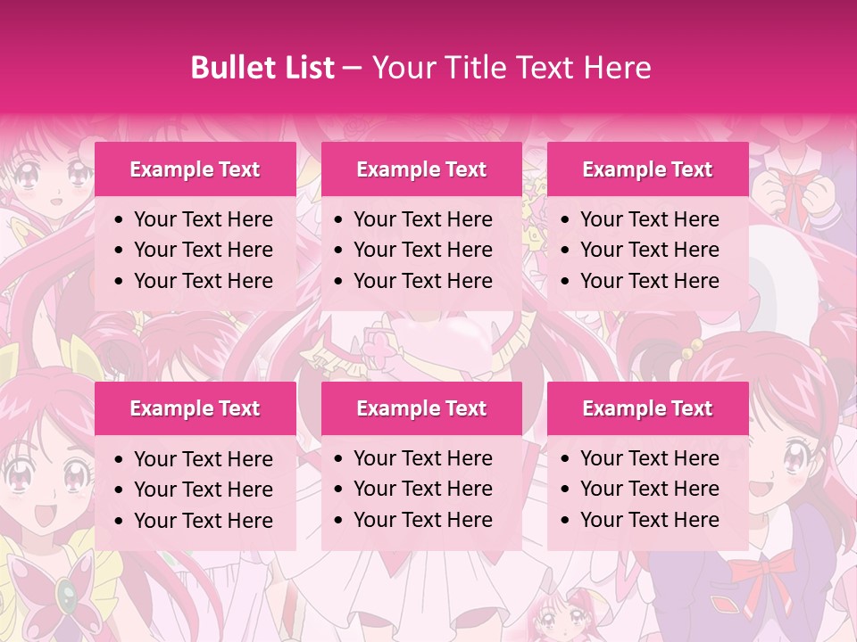 A Group Of Anime Girls With Pink Hair PowerPoint Template