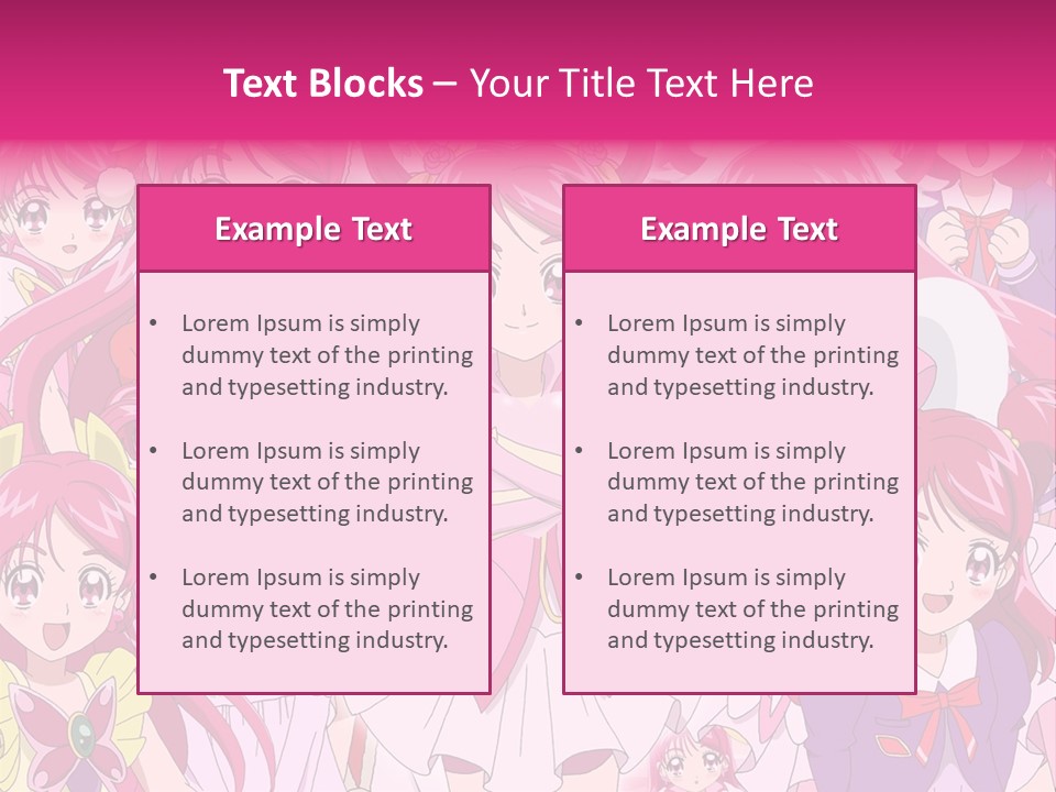 A Group Of Anime Girls With Pink Hair PowerPoint Template