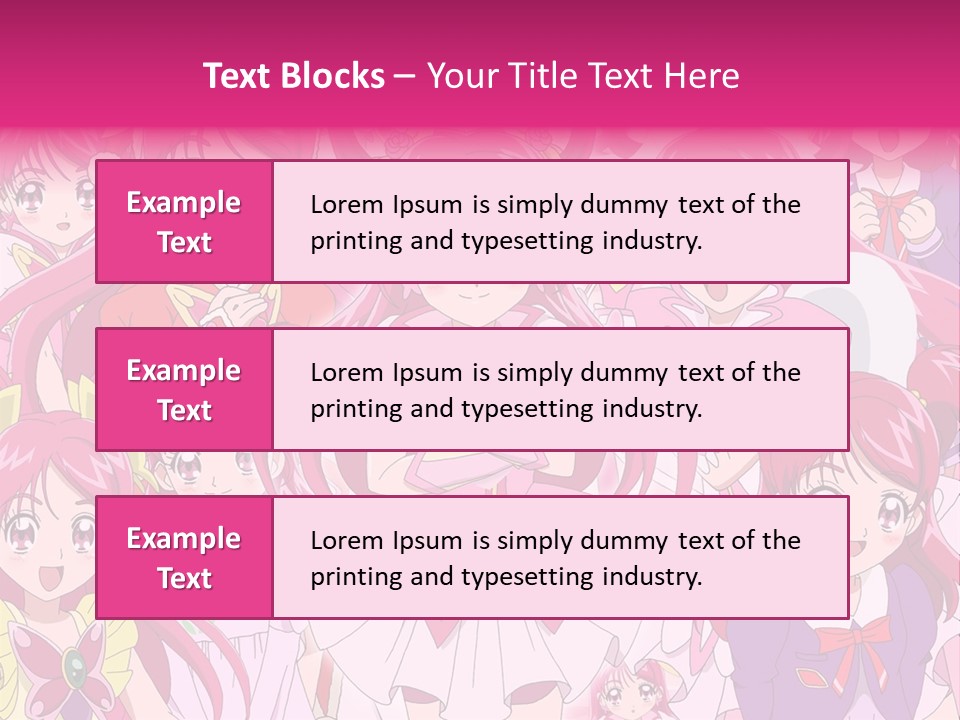 A Group Of Anime Girls With Pink Hair PowerPoint Template