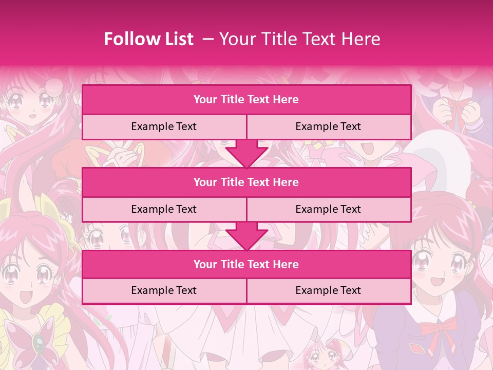 A Group Of Anime Girls With Pink Hair PowerPoint Template