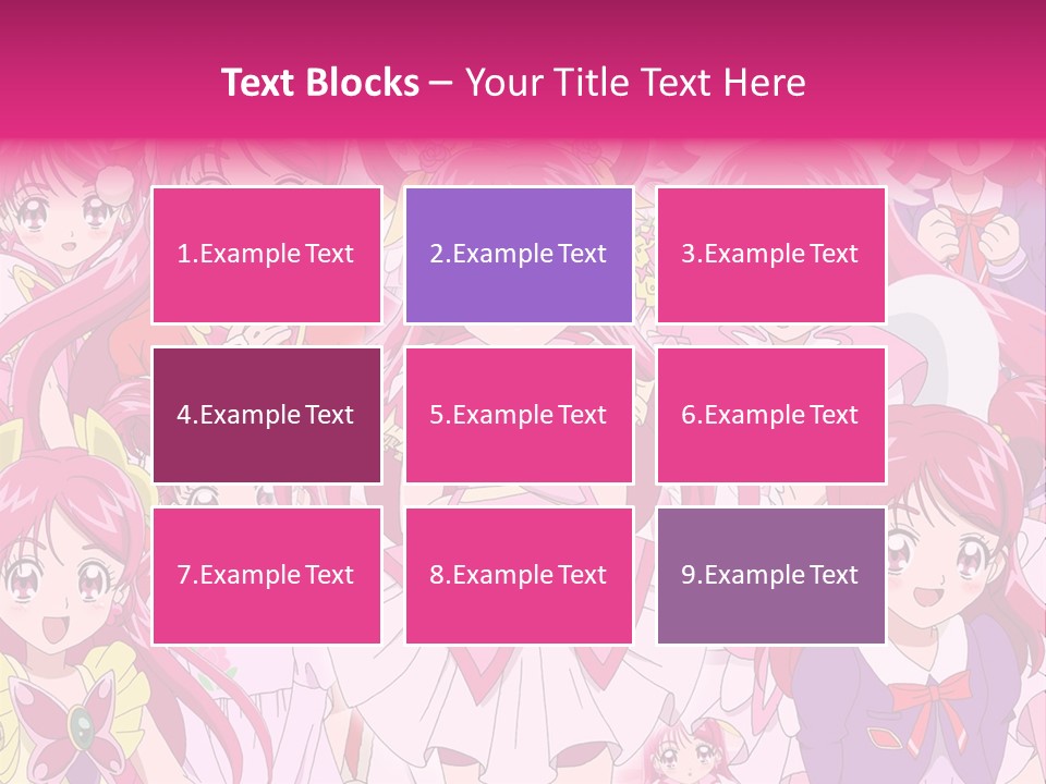A Group Of Anime Girls With Pink Hair PowerPoint Template