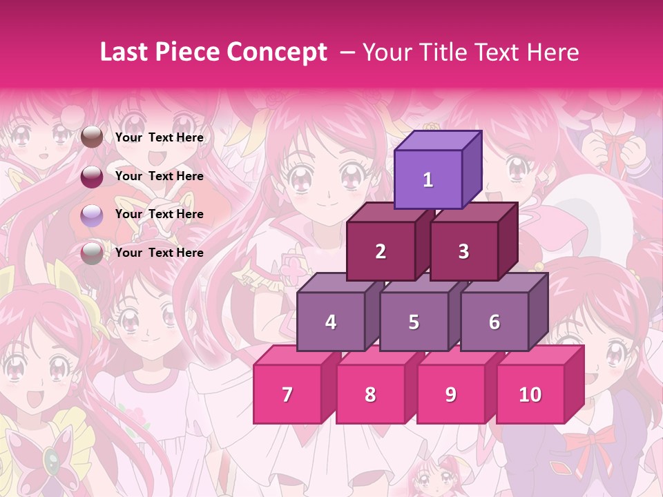 A Group Of Anime Girls With Pink Hair PowerPoint Template