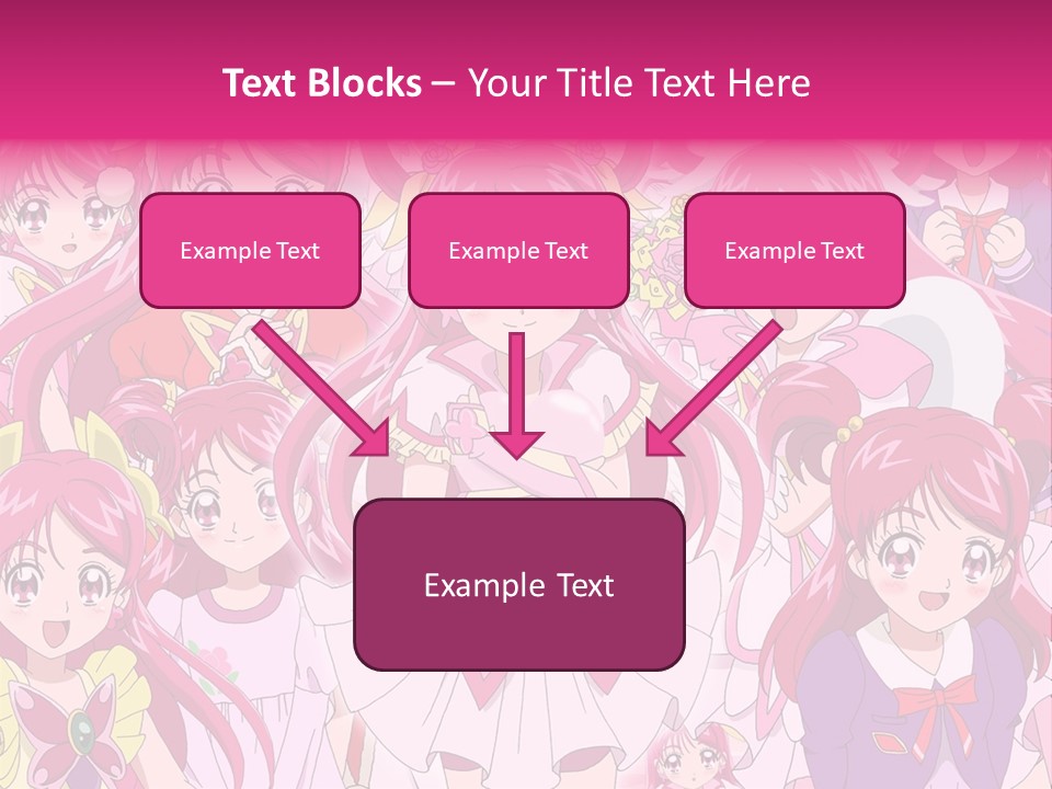 A Group Of Anime Girls With Pink Hair PowerPoint Template