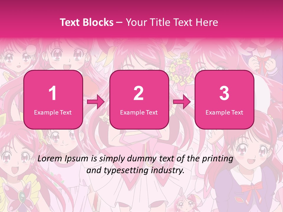 A Group Of Anime Girls With Pink Hair PowerPoint Template