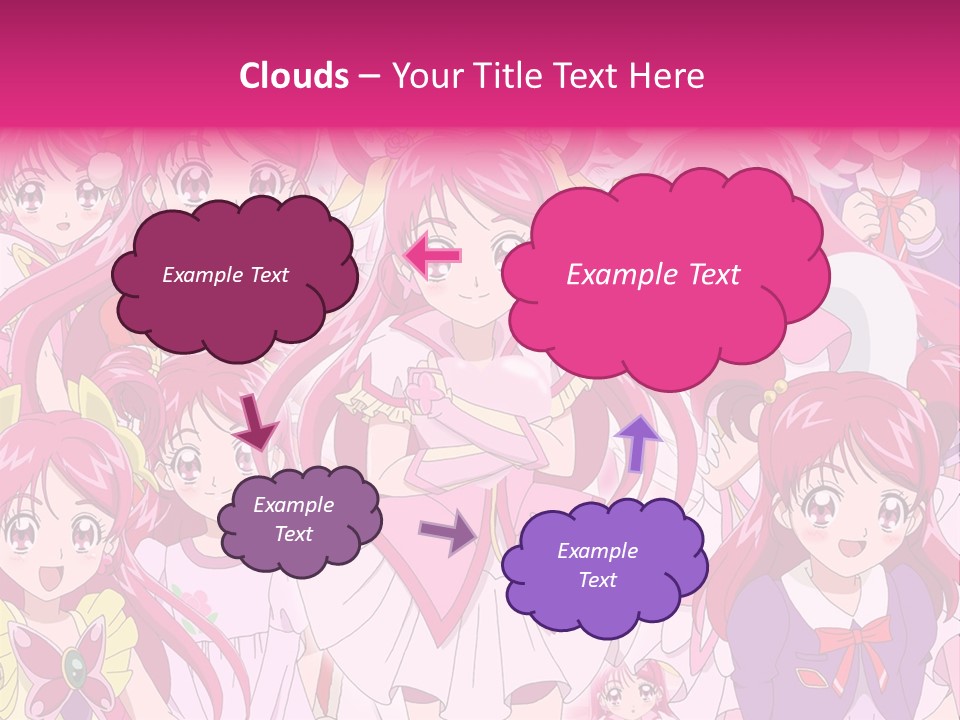 A Group Of Anime Girls With Pink Hair PowerPoint Template